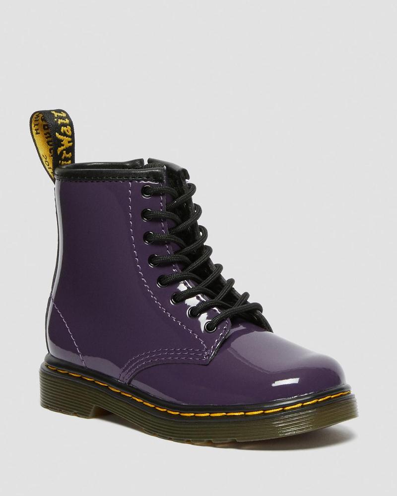 Purple Kids\' Dr Martens Toddler 1460 Patent Leather Lace Up Boots | CA 702DFM